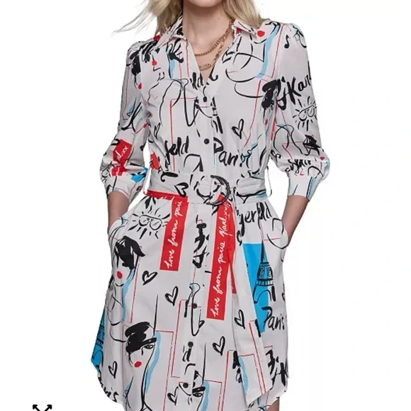 Karl Lagerfeld Paris mini shirt dress size 8 - Picture 3 of 8